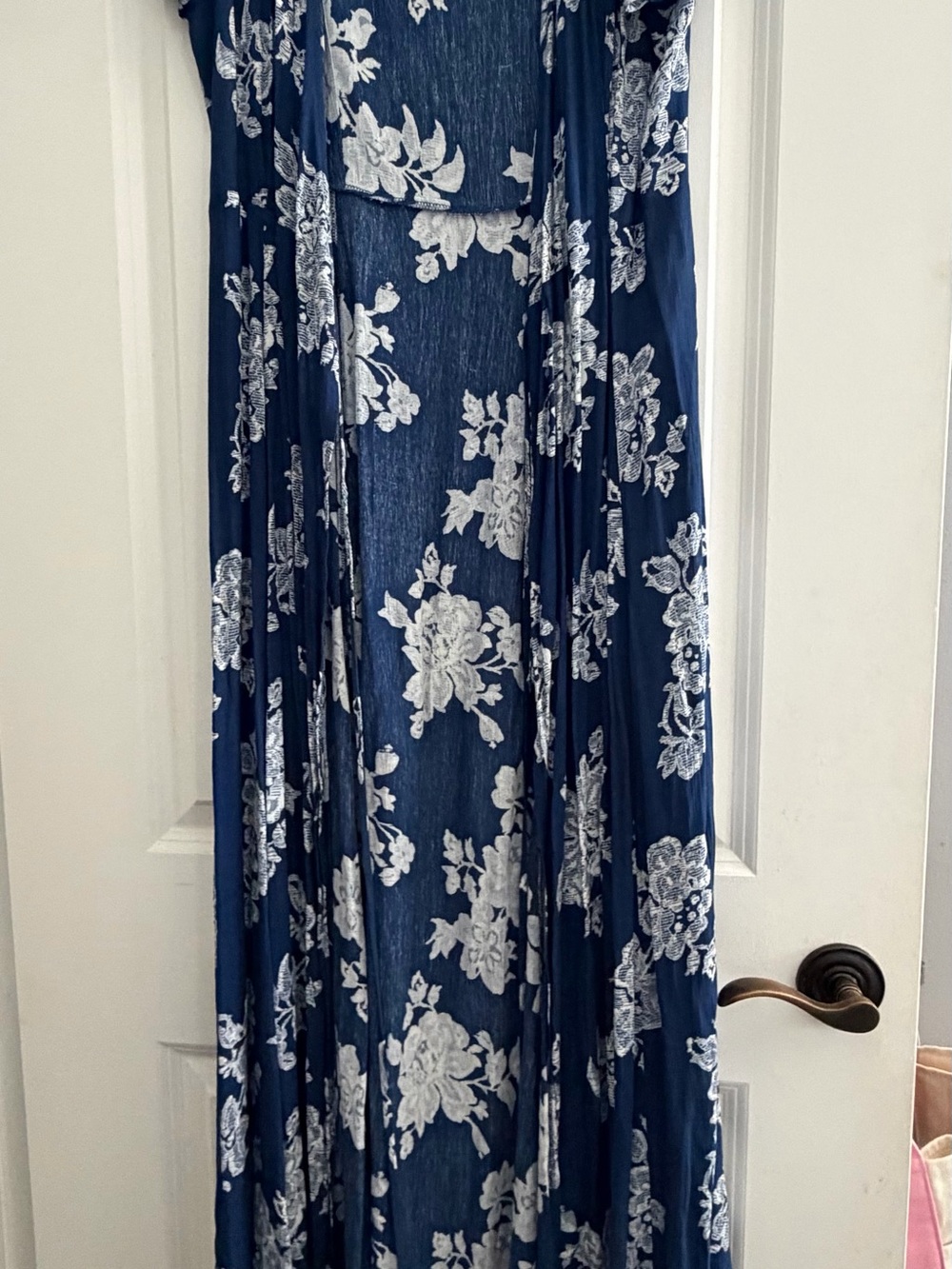Lulu's Navy and White Floral Maxi Dress